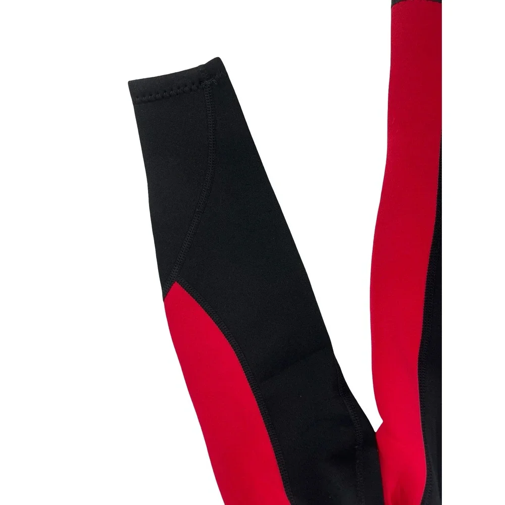 Unbranded Men Wetsuit Top Full Zip Black Red Neoprene Medium